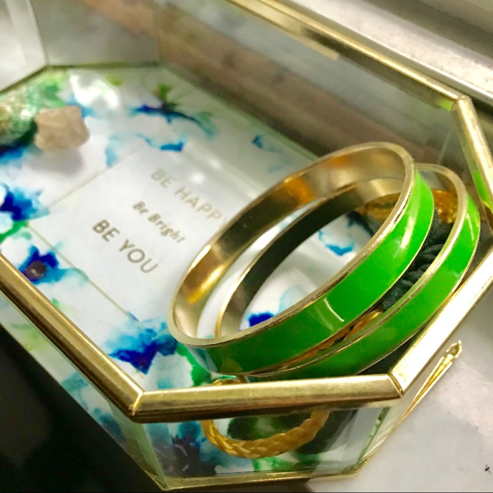 Green and Gold Bracelet Set
